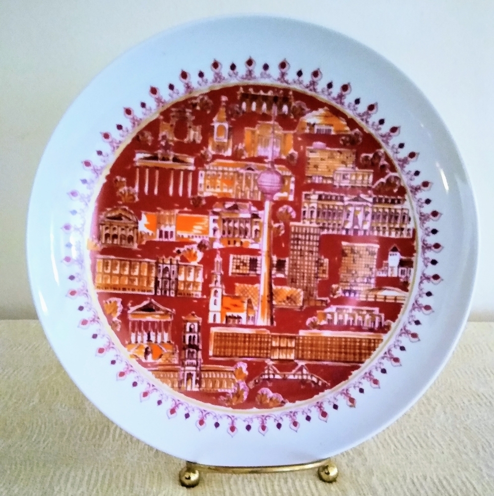 Vintage GDR Red & White Plate